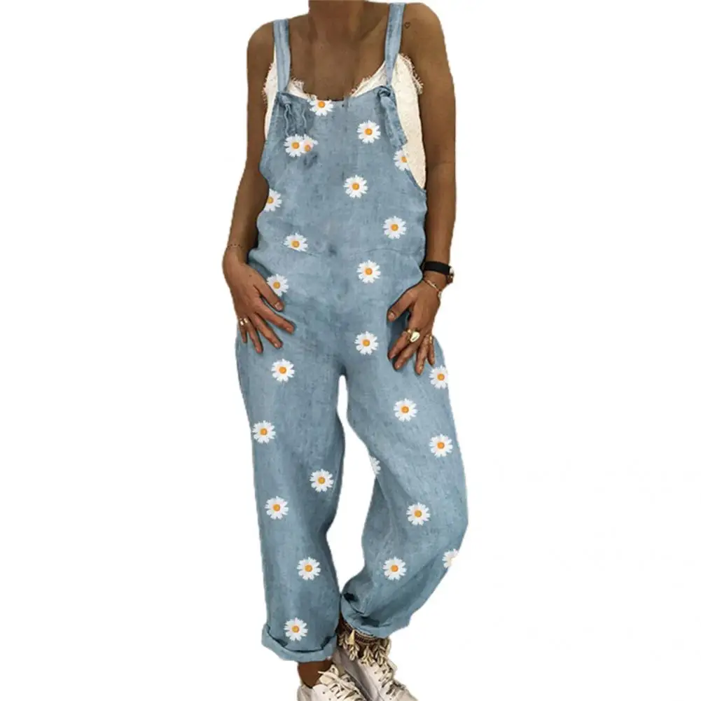 

Lady Casual Chrysanthemum Print Backless Jumpsuit Romper Fashion Jumpsuit Floral Print for Daily Wear