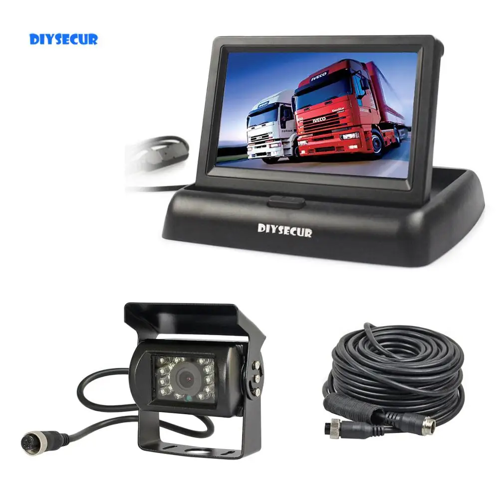 DIYSECUR DC12V-24V 4PIN 4," Обратный автомобильный монитор заднего вида Водонепроницаемый CCD резервный ночного видения автобус грузовик камера автомобильное зарядное устройство