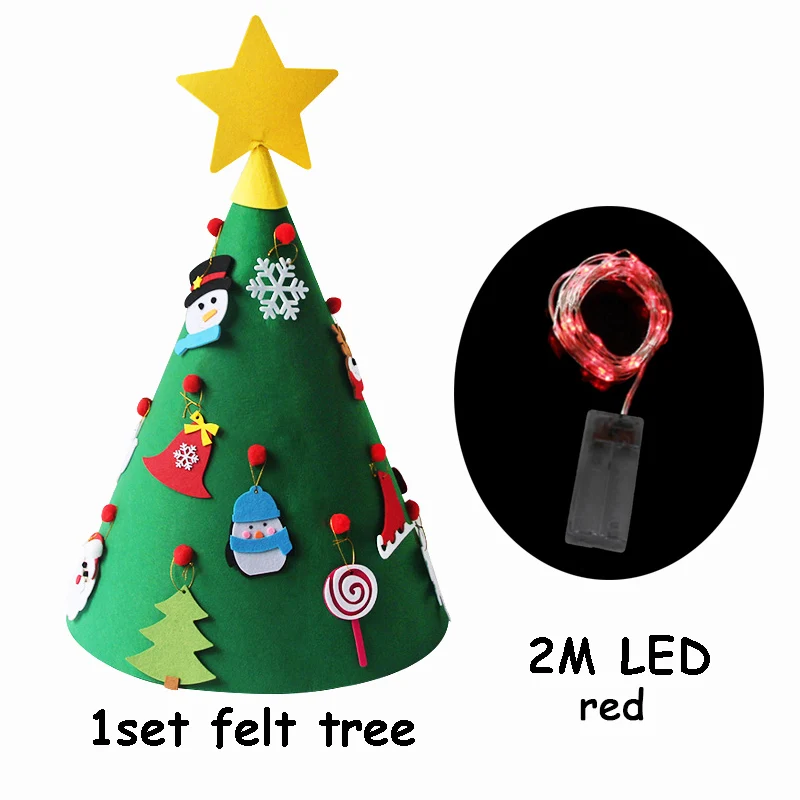Christmas Tree 7 1 Набор 3D войлочная Рождественская елка с 2 м светодиодный светильник Рождественский подарок на год Navidad Natal для детей рождественские украшения для дома - Цвет: Christmas Tree 7