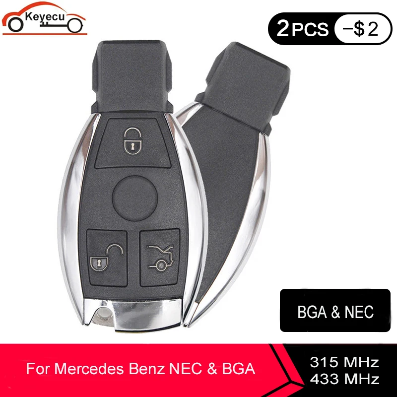 

KEYECU Replacement AKDZ Smart Remote Key 3 Button 315/433MHz BGA & NEC for Mercedes-Benz A E S G CLK SLK ML Classes 2000+ Year