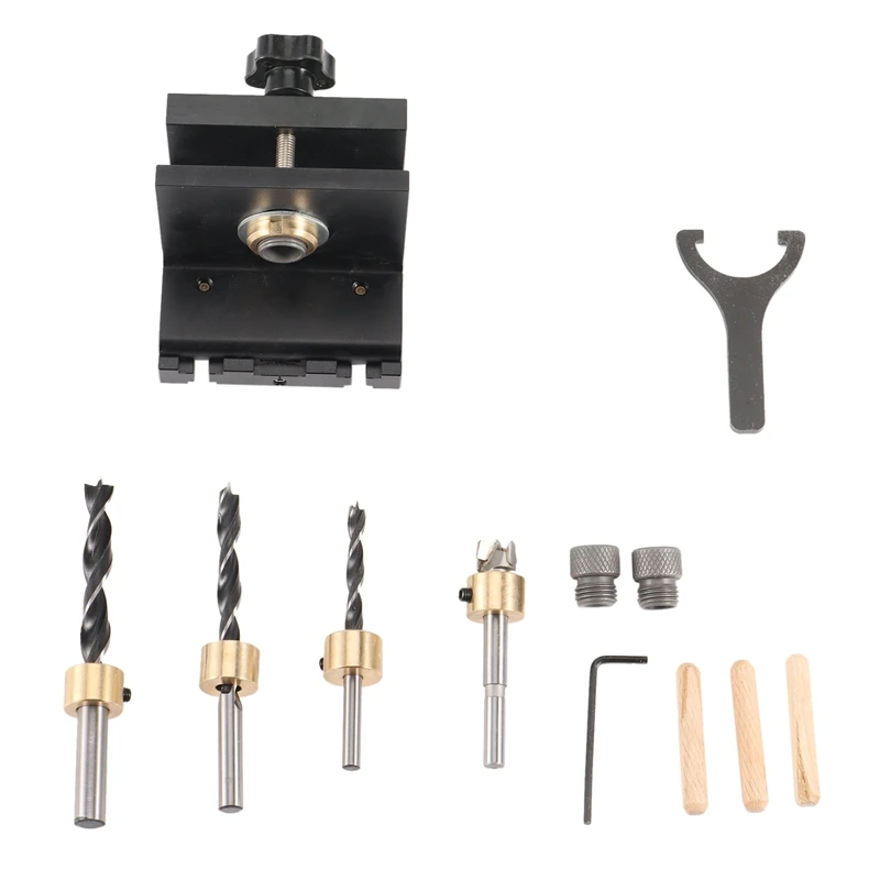 GanWei 3 in 1 Woodworking Doweling Jig Kit with Positioning Clip Adjustable Drilling Guide Puncher Locator Carpentry Tools