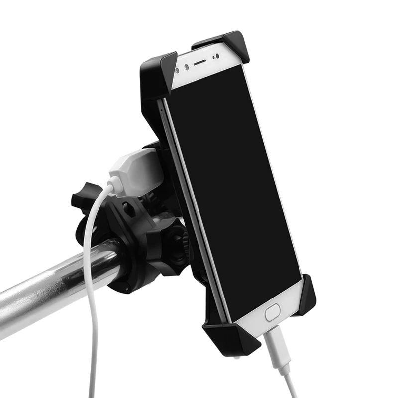 

Motorcycle Charger Handlebar Mobile Cell Phone Mount Holder Support Bicycle Silicone for 4-7"Moto Equipment USB Change