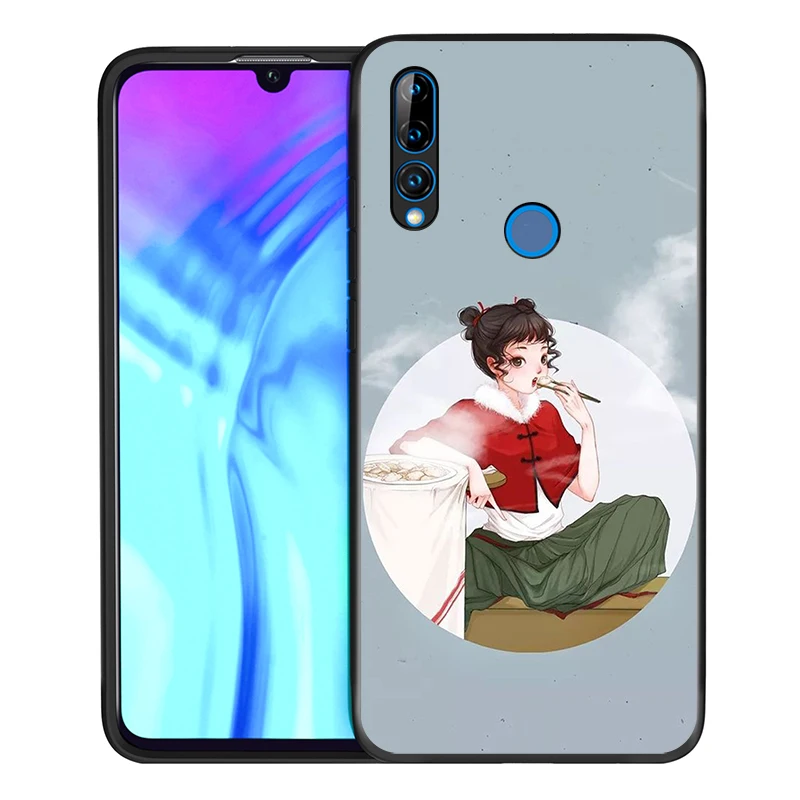 Black Soft TPU Cover Beauty of Chinese ink painting for Honor 9X 9 Lite 8S 8C 8X 8A 8 2019 2020 7A 7S 7C Pro Phone Case