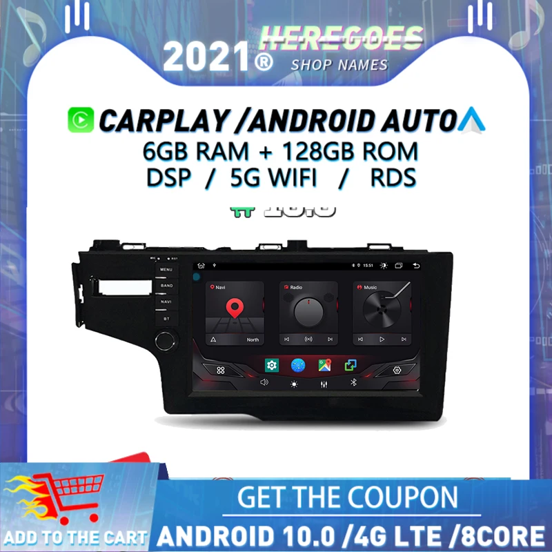 9 &quotAndroid 10 0 2Din DSP Автомобильный мультимедийный DVD плеер для Honda Fit/Jazz левая рука