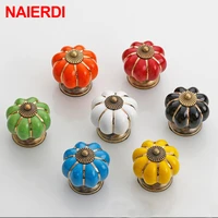 naierdi 10pcs pumpkin ceramic handles 40mm drawer knobs cupboard door handles single hole cabinet handles furniture handle