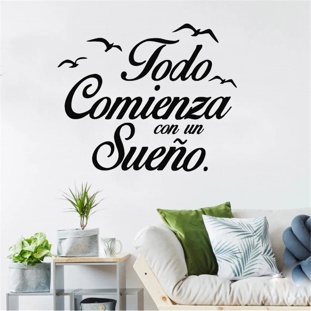 

Spanish Quote Vinyl Wall Stickers Bedroom Wall Decals Birds Letterings Home Decor Bedroom Decoration