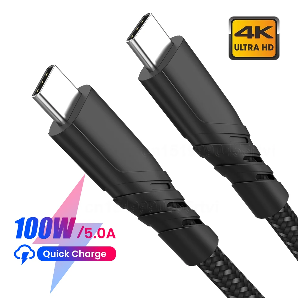 

Кабель PD с USB C на Type C, 5 А, 100 Вт, шнур для быстрой зарядки, высокоскоростной провод передачи данных для Huawei, Samsung S20, кабель Type-C