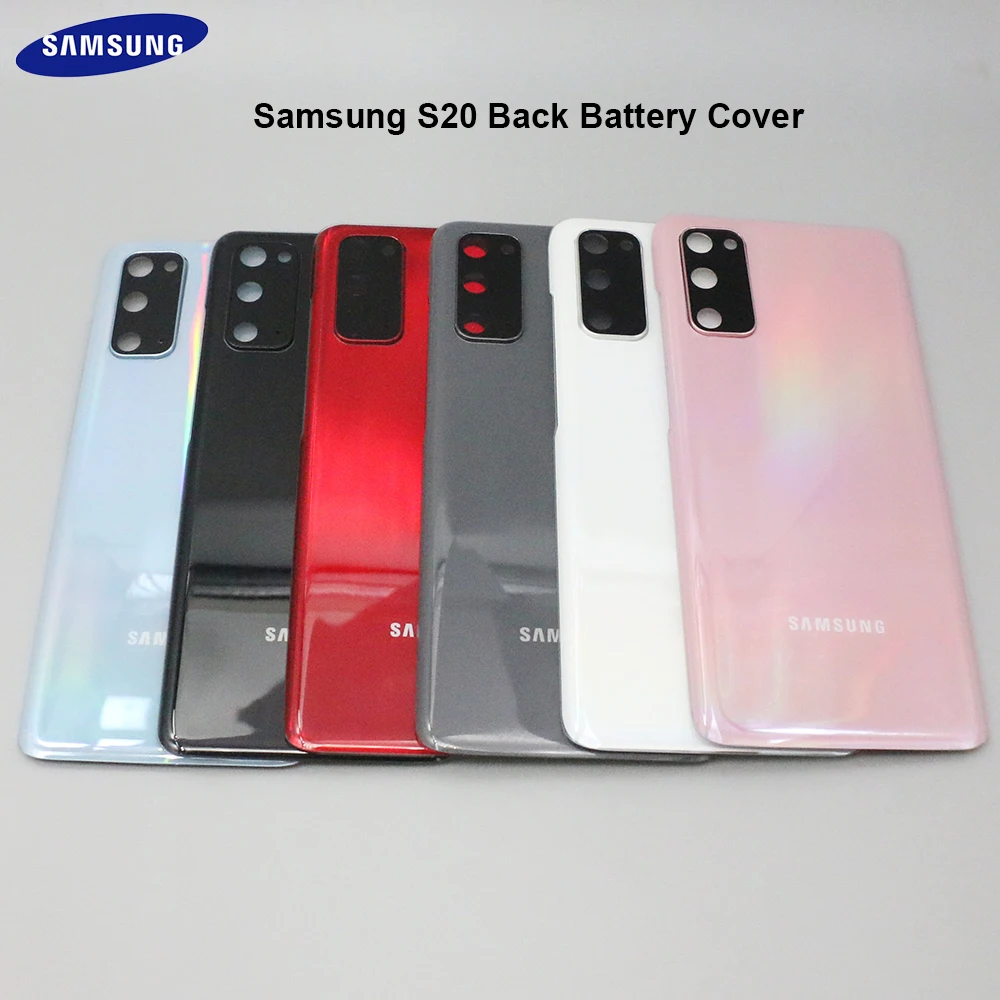 

Задняя крышка батарейного отсека Samsung Galaxy S20, Задняя стеклянная крышка корпуса, рамка объектива камеры для Samsung S20, Замена задней батареи