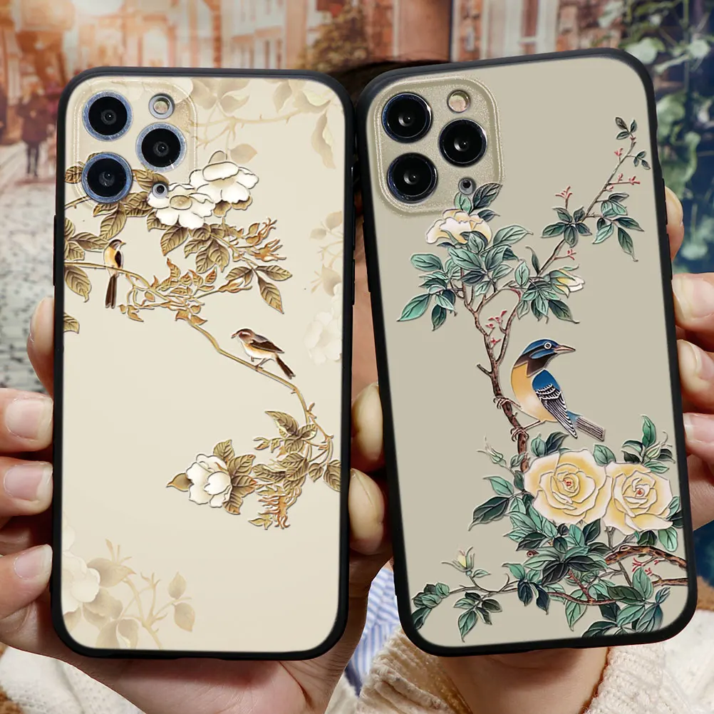 Рельефный 3D чехол с тиснением для iPhone 12 11 Pro XR X Xs Max 7 8 7plus 8plus 6 6S Plus 5S SE 2020 винтажный