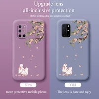 white bunny phone case for oneplus 9 9pro 9r 8t 8 8pro 7pro 7 7t 7tpro liquid silicone cover
