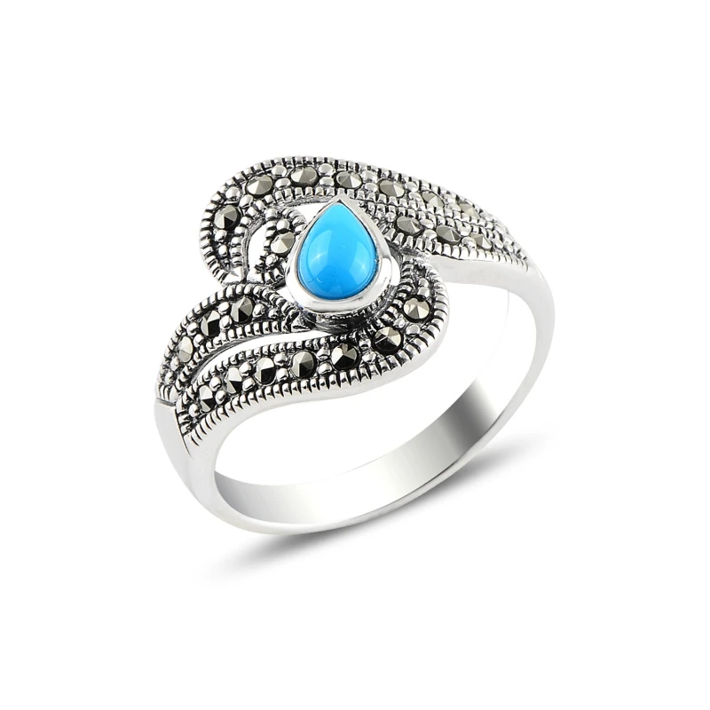 

Серебряное кольцо Silverlina из Бирюзы и марказита