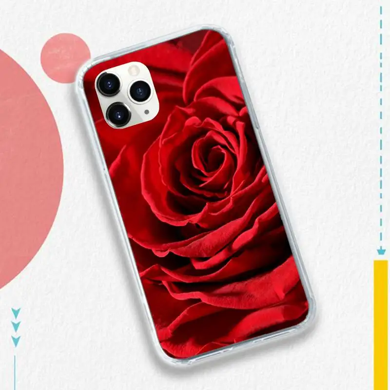 

red rose flower high quality pattern shell Phone Case for iPhone 11 12 pro XS MAX 8 7 6 6S Plus X 5S SE 2020 XR