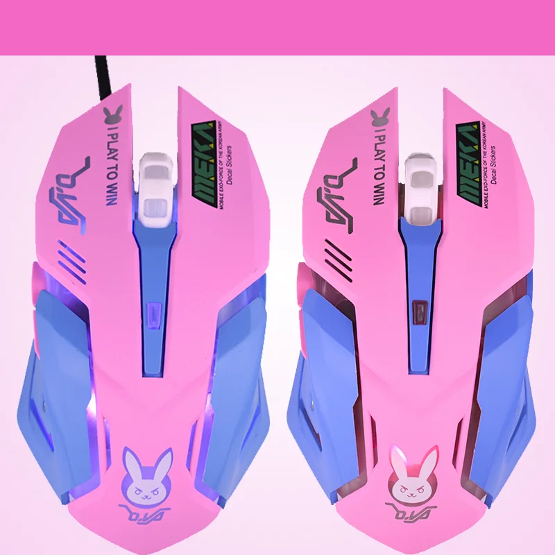 

Game Office Mouse Girls Light-emitting Competition Chicken Cute Wired Wireless Mouse for PC Laptop CF Overwatch OW DVA Pink