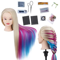 training head 26in hairdressing head rainbow synthetic fiber hair mannequin cosmetology manikin dolls head for hairdresser