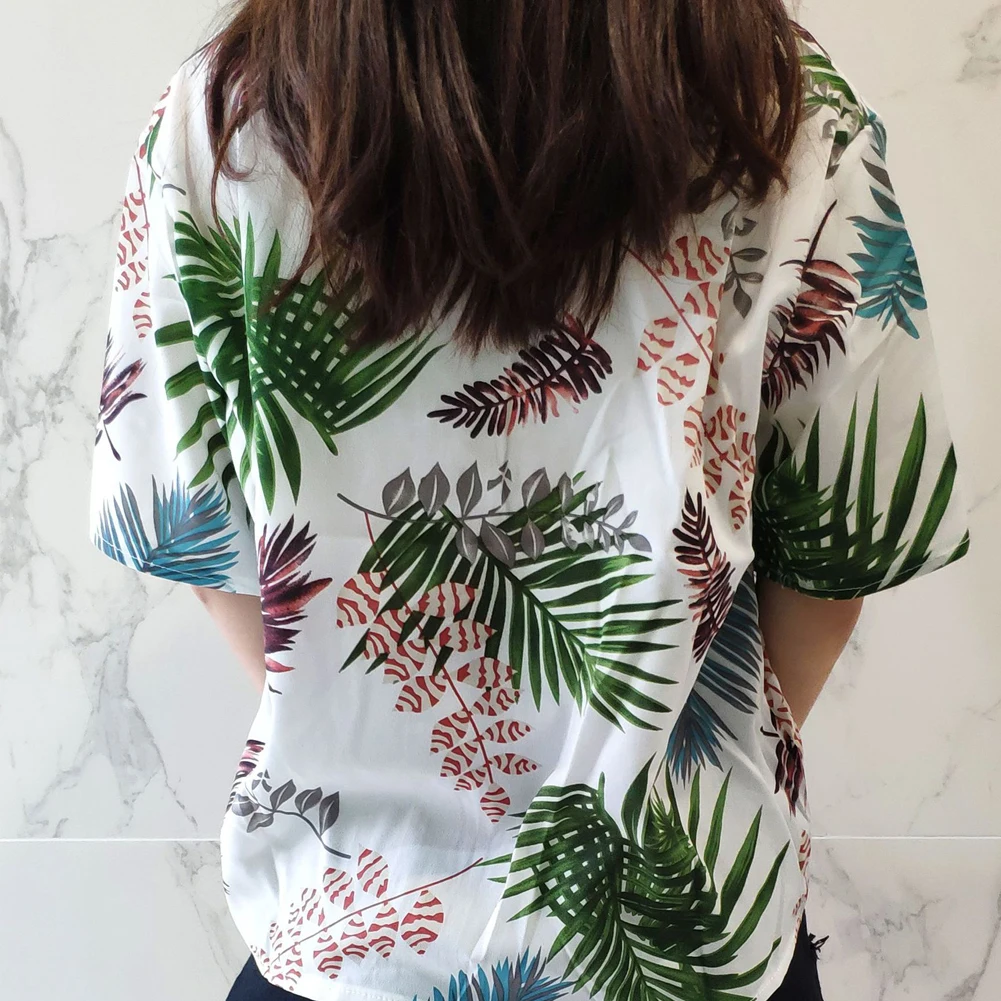 

2020 New Summer Blouse Hawaii Shirt Women Blouses Cotton Face Plant Printing Women Tops Ladies Clothing