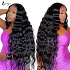 Парик Uwigs с волнистыми волосами, фронтальные волосы из перуанских волос с предварительно выщипанными, с Реми, 28, 30, 32, 34, 36, 38, 40 дюймов