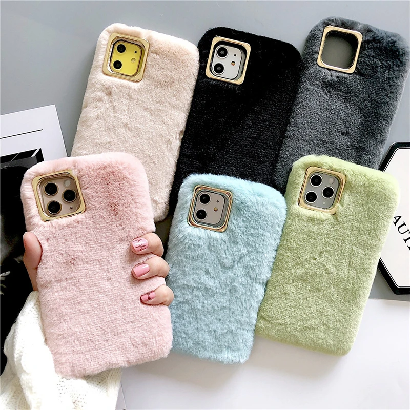 QIXTWO модный роскошный однотонный плюшевый мягкий чехол для телефона iPhone 11 Pro Max X Xs