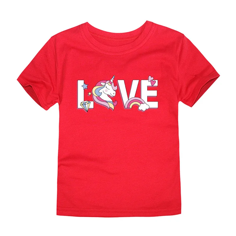Летние хлопковые футболки с коротким рукавом для девочек топы единорогом
