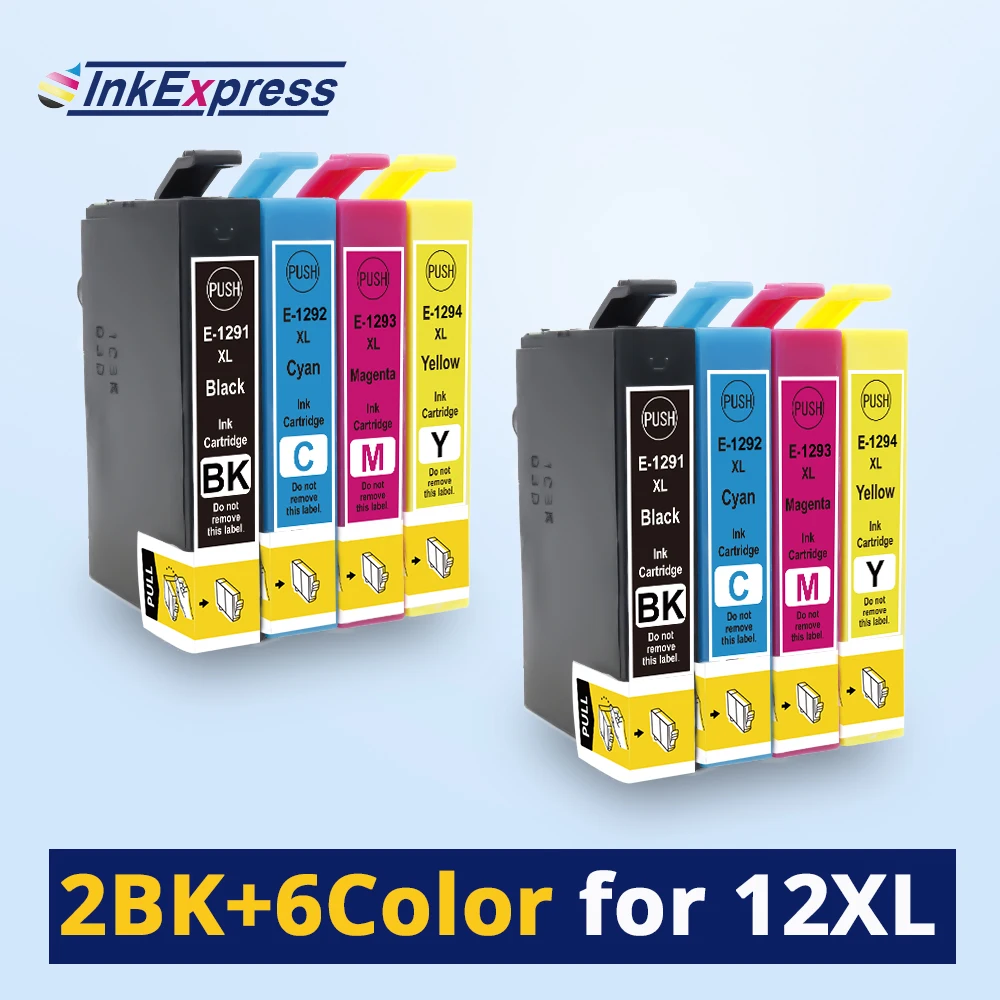 

8PK 12XL Compatible Epson 12XL Ink Cartridge T1291 T1292 T1293 T1294 For Epson Stylus SX230 SX235W Workforce WF-7015 Printer