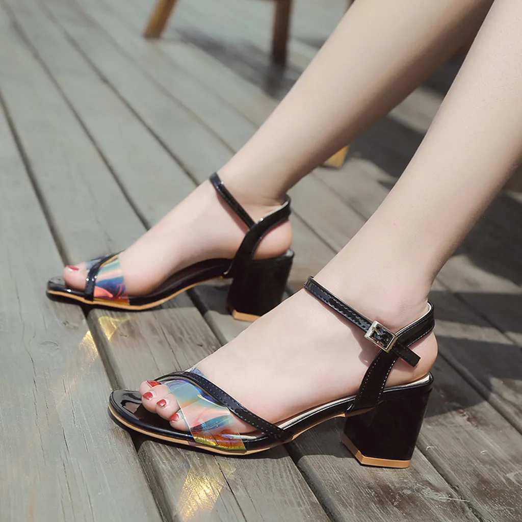 Женские босоножки элегантные летние туфли из флока на низком каблуке с