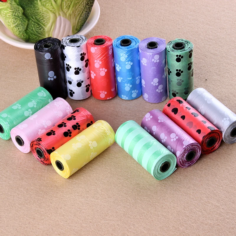 

Pet Supply 10Rolls 150pcs Printing Cat Dog Poop Bags Outdoor Home Clean Refill Garbage Bag