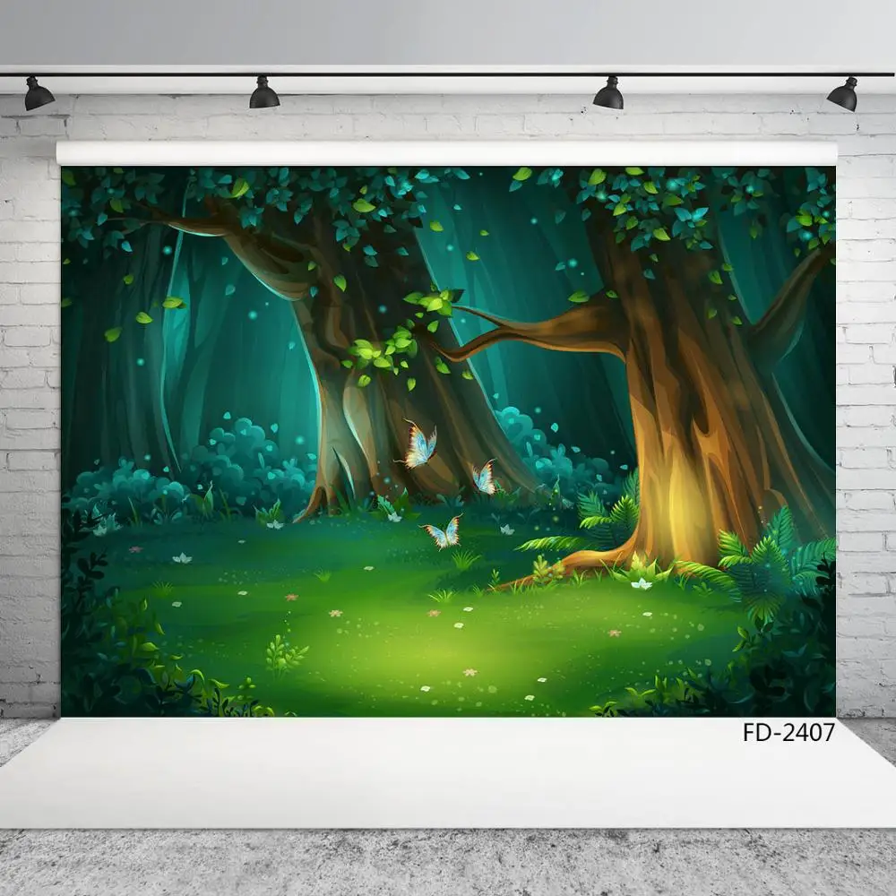 

Dreamy Forest Jungle Safari Birthday Party Banner Background Baby Shower Child Portrait Photography Backdrops Photo Studio Props