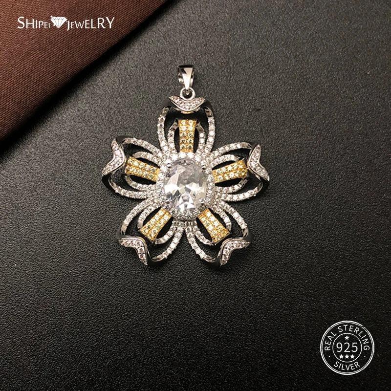 Женское колье с подвеской в виде рубинового цветка Shipei серебро 100% пробы желтый