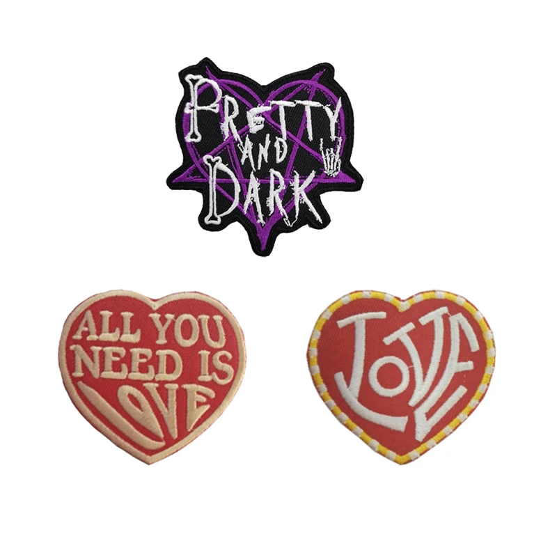 

Spot trend heart - shaped letters embroidered patch clothes bag decorative cloth paste gum style to map customization