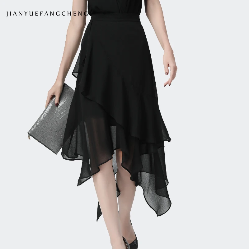 Женская шифоновая юбка с оборками