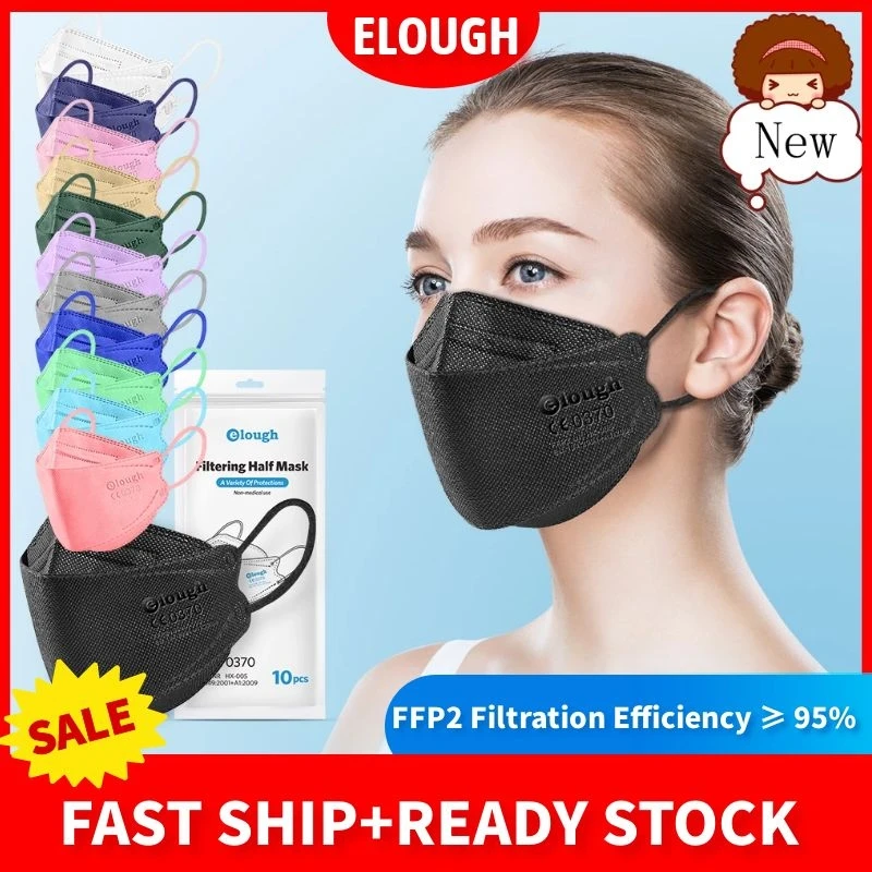 

Elough 20-100 PCS FFP2 negra Mascarillas 4 Layers Reuseable masque KN95 Fish Mask faciales mascarilla infantil fpp2 homologada