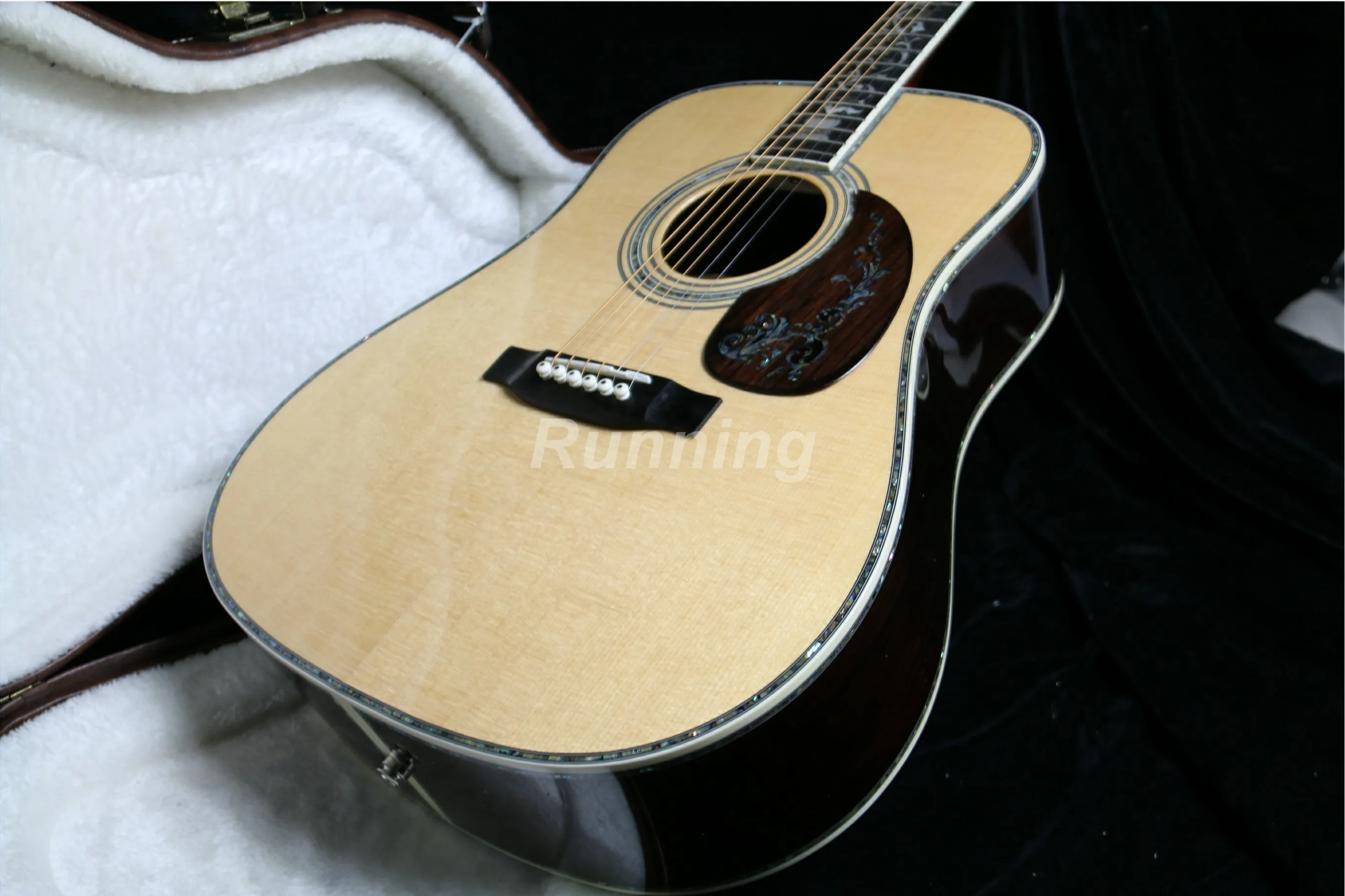 6 струн электроакустическая гитара Fishman 101 EQ Твердый Топ костяная гайка и седла Abalone Связывание черное дерево гриф