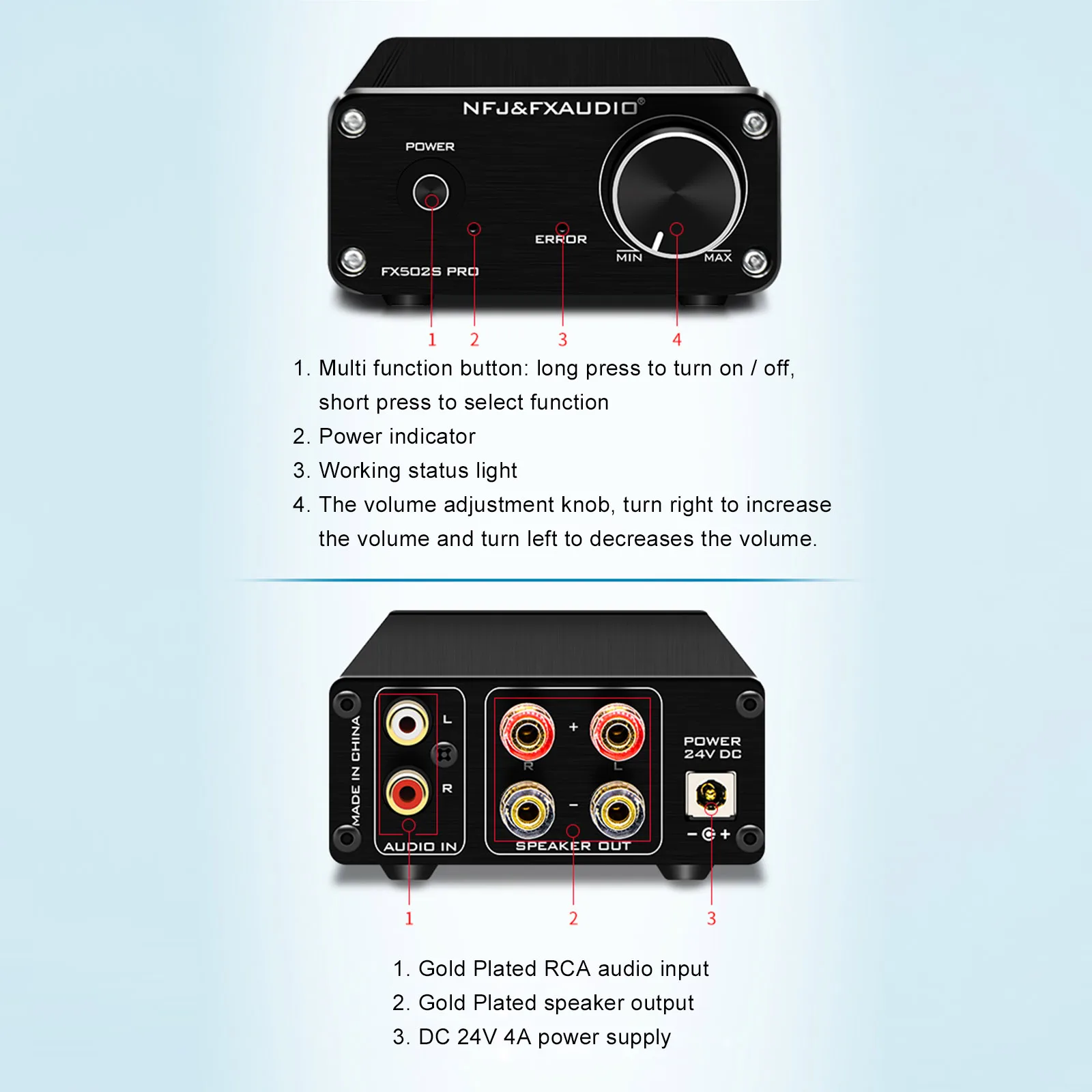Цифровой усилитель FX-AUDIO FX502S PRO 2x80 Вт Hi-Fi мини стерео аудиоусилитель источник