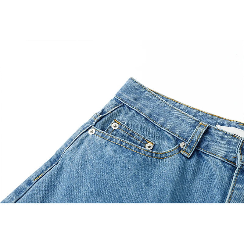 

Denim Shorts For Women 2021 Summer Fashion Streetwear 5 Point Pant With Rough Edge Loose Straighted A-Line Jeans Short Female