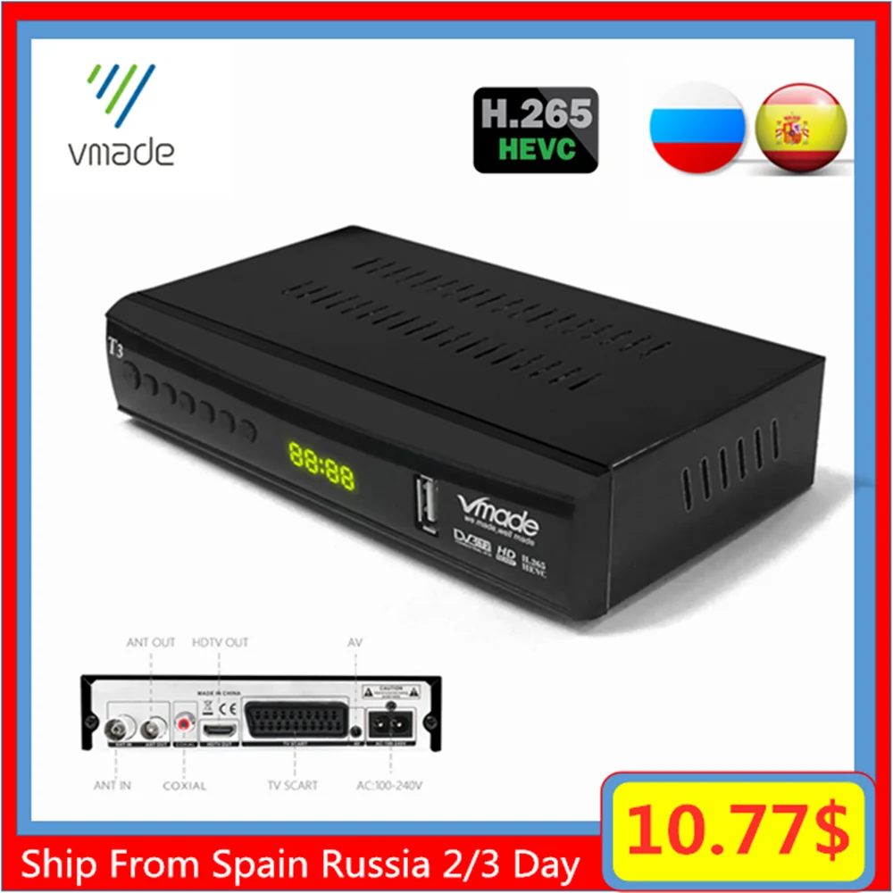 2020 Full HD 1080P H.265 HEVC цифровой наземный ТВ ресивер DVB T2 T быстрая доставка в Испанию