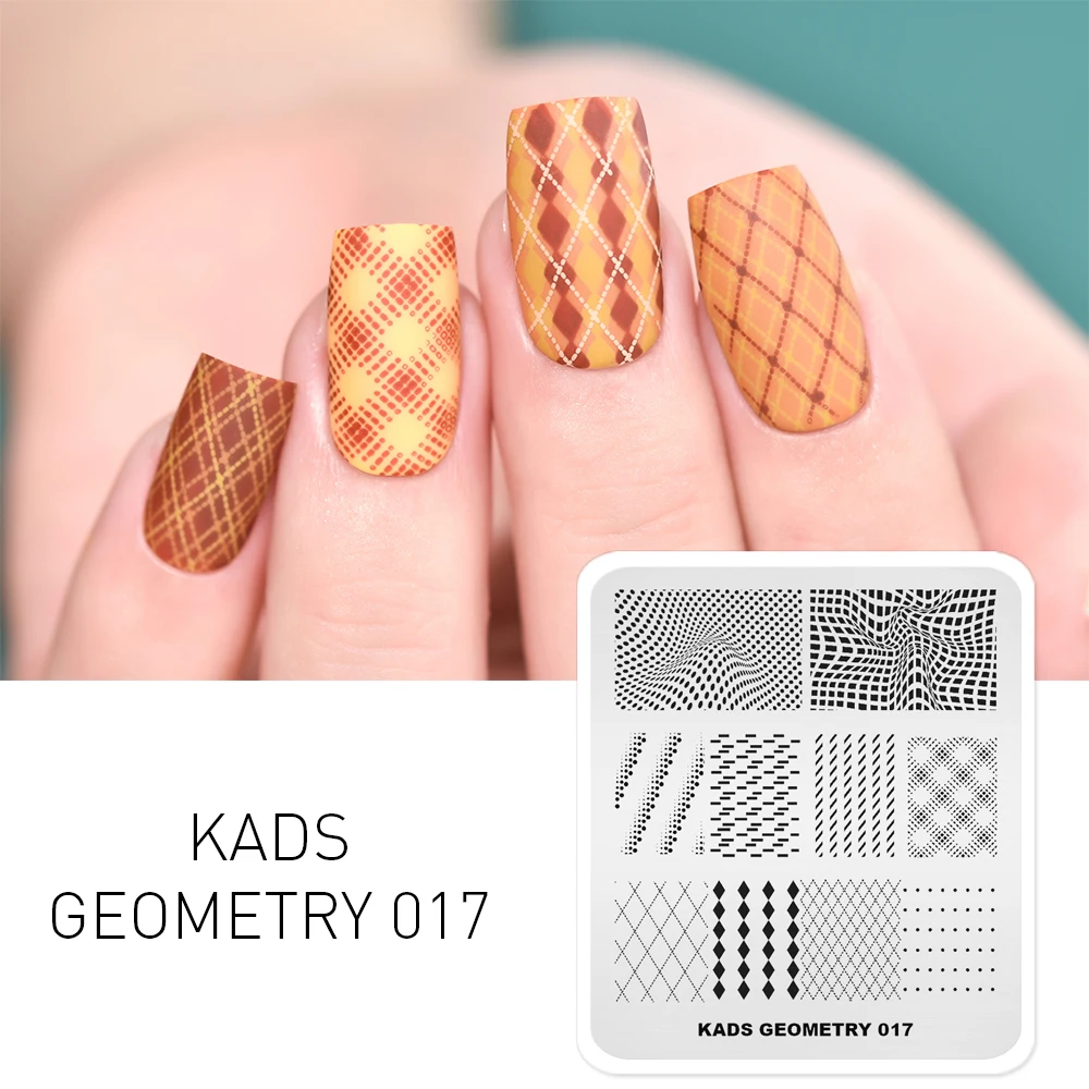 KADS ногтей штамповки пластины конструкции Геометрическая серия трехмерная линия шаблон для стемпинга для нейл-арта инструменты для ногтей Дизайн ногтей трафарет