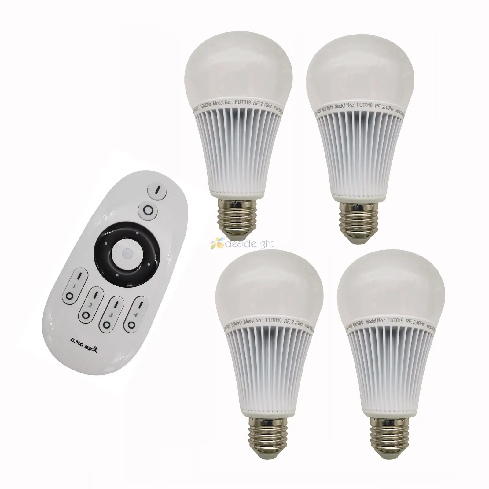 MiLight 2.4G 4-zone Wireless Remote+4pcs  9W E27 Wireless CW/WW Dual White LED Bulb Light Lamp FUT019 Color temp Adjust