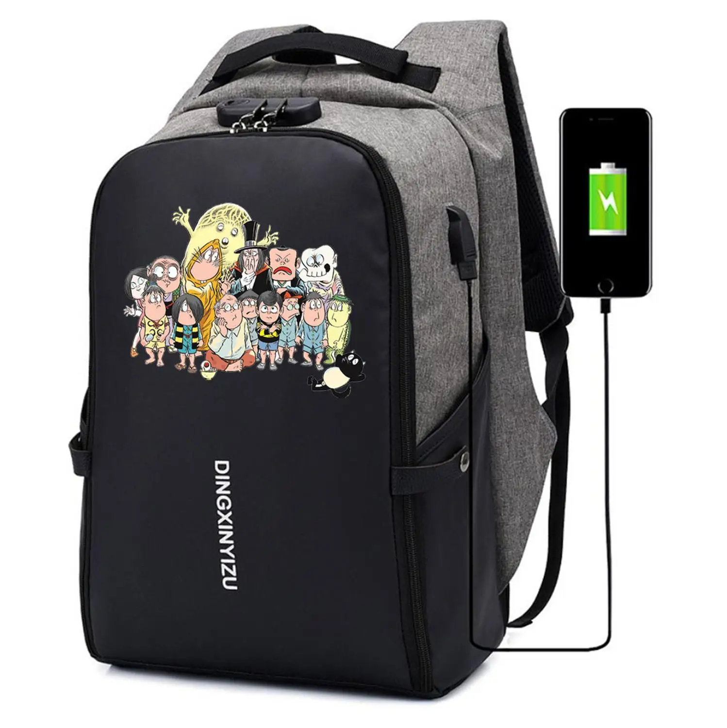 

anime GeGeGe no Kitaro Backpack Anti-theft USB Charging women men Laptop backpack student book Bags teenagers Travel backpack