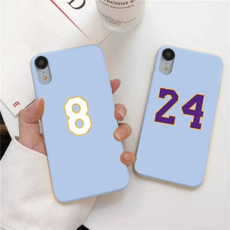 

Basketball Player Number 8 24 Phone Case For Iphone 6 6s 7 8 Plus XR X XS XSmax 11 12 Pro Mini Max Candy Blue Silicone Cover