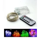 Светодиодная гирлянда с пультом дистанционного управления, на батарейках AAA, 5 М50 светодиодный одов10 М100 светодиодов, Сказочная гирлянда Серебристая проволока для свадьбы, Рождества, праздника, декоративная лампа