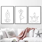 Минималистичная черно-белая фигурка йоги, Художественная Картина на холсте, плакаты, принты, абстрактная картина для гостиной, декор TB26
