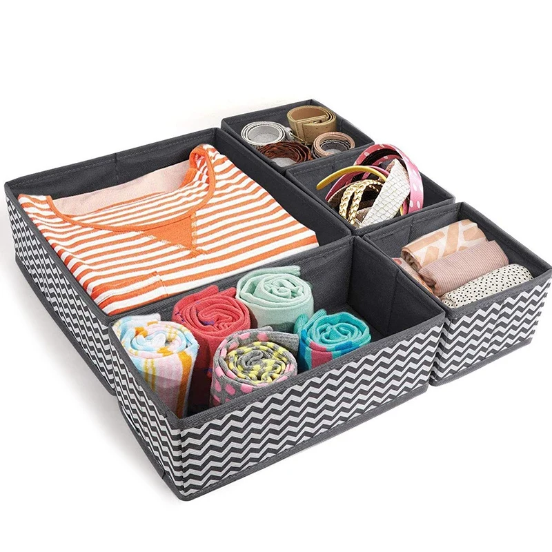 Fabric Dresser Drawer Dividers Set of 8 Wardrobe Closet Organizers Foldable Storage Box for Socks Underwear Bras Ties Toys |