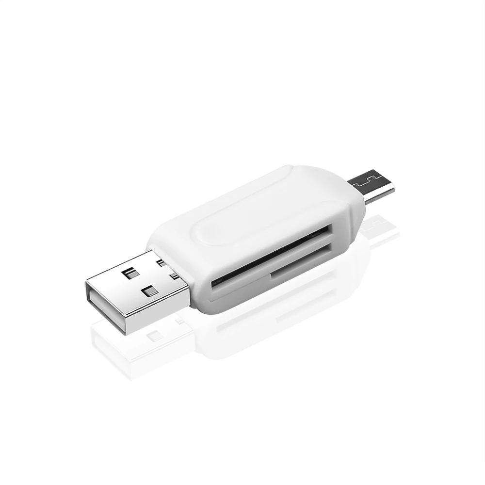 White Kebidu 2 в 1 USB OTG кардридер Универсальный Micro USB OTG TF/SD кардридер телефон удлинитель-переходник Micro USB OTG адаптер - Цвет: White