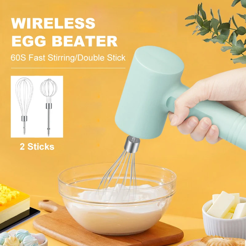 

Electric Whisk Wireless Hand Blender Mixer Egg Beater Cream Stiring Milk Frother Household High 3 Speed USB Charging Baking Tool
