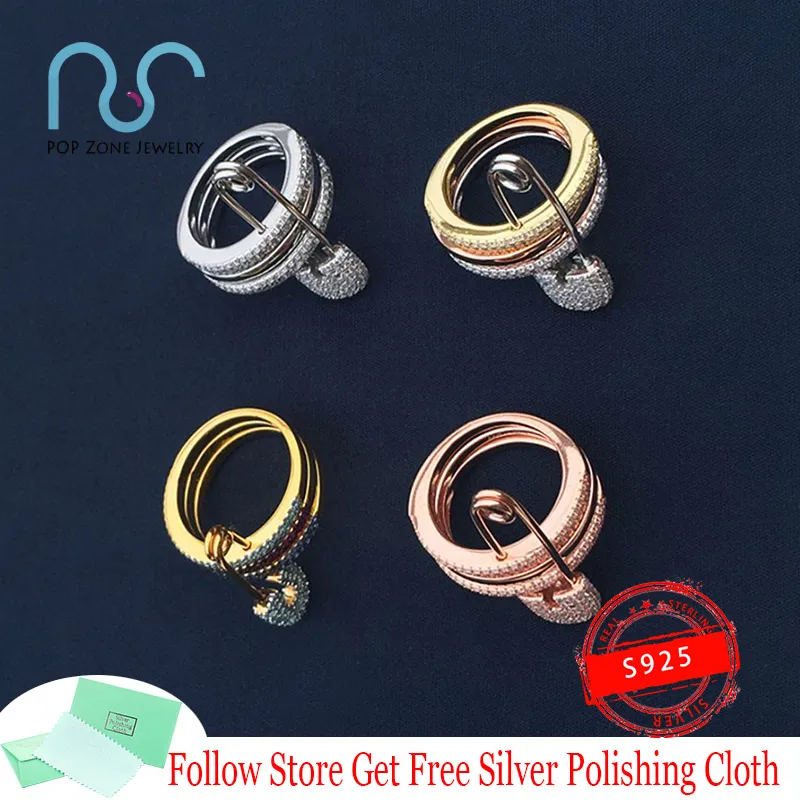 

BABY XL Series Triple Colors Hoops And Safety Pin Ring S925 Sterling Silver Luxury Ring Mix And Match Style Ring Lovers Jewelry
