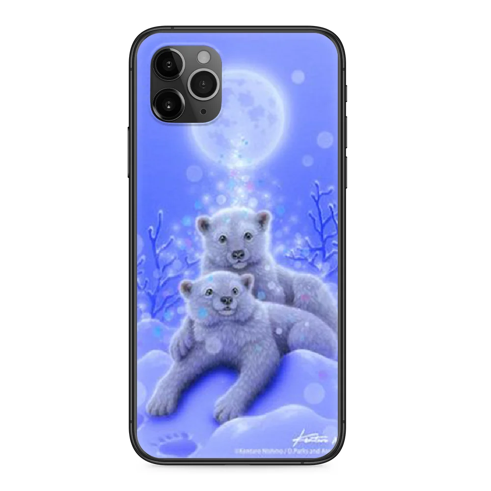 

lovely animal Simplicity Bear Phone Case cover For Iphone 11 7 8 XR 5 5C 5S 6 6S PLUS X XS PRO SE 2020 MAX black funda soft
