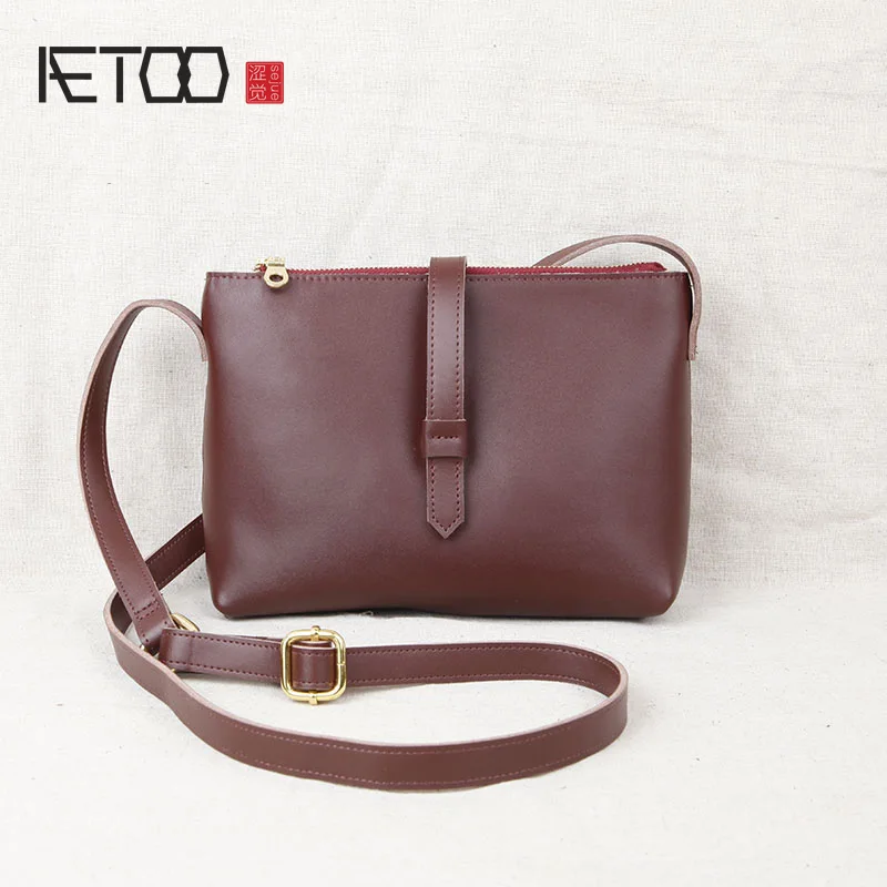 

AETOO Women's small bag, cowhide one-shoulder slant bag, hundred leather fashion simple envelope bag