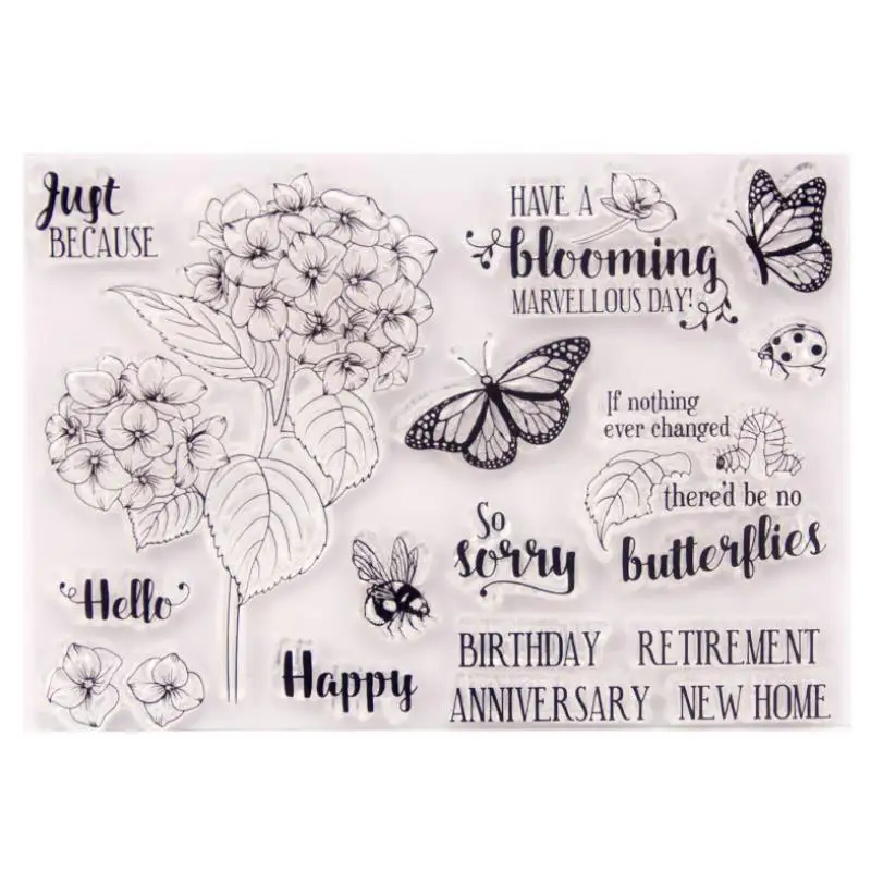 

1Pc New Lovely Blooming Flower Butterfly Transparent Clear Stamp for Seal DIY Scrapbooking Photo Album Decorative Crafts Gift