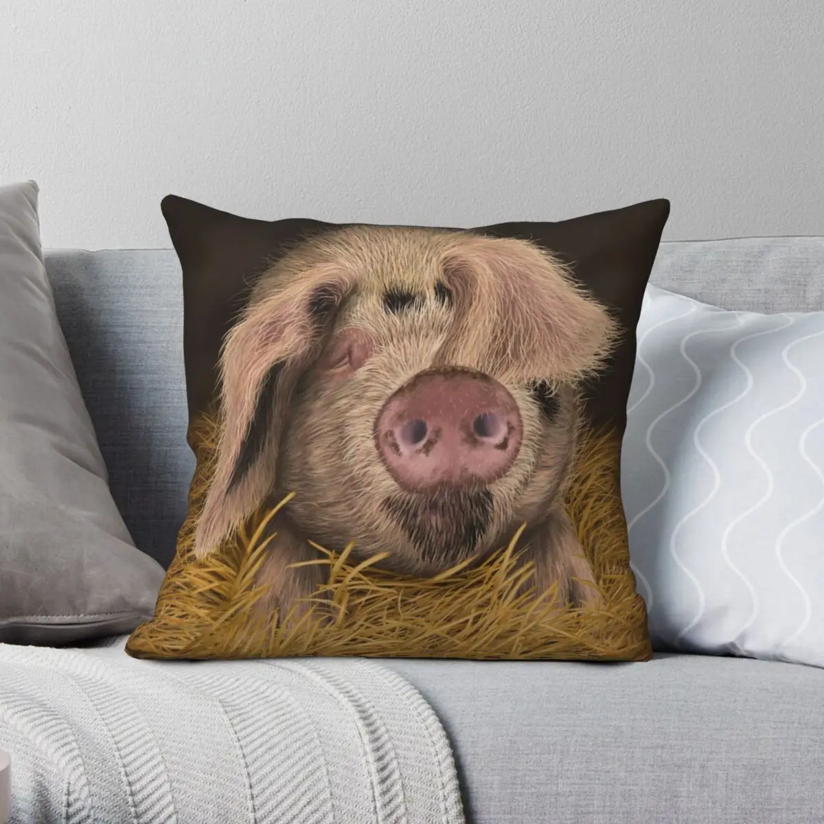 

Квадратный чехол для подушки с изображением Минни, свиньи, глаустер, из полиэстера, льняной, бархатной ткани, креативный декоративный чехол ...
