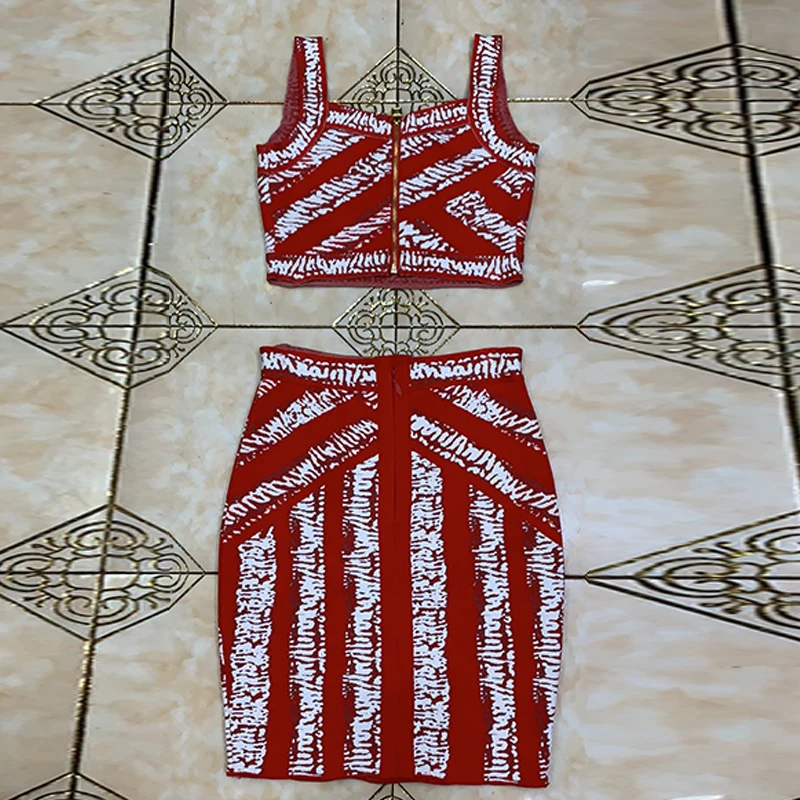 New Arrivals Women Clothing Strap Sleeveless Striped Zippers Tight Sexy 2 Piece Set Women Club Outfits Summer Suit 2020