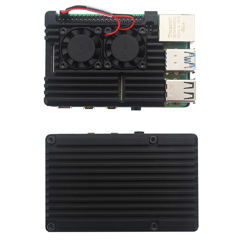 Raspberry Pi 4 Модель B двойные вентиляторы с ЧПУ Алюминий сплав чехол металлический